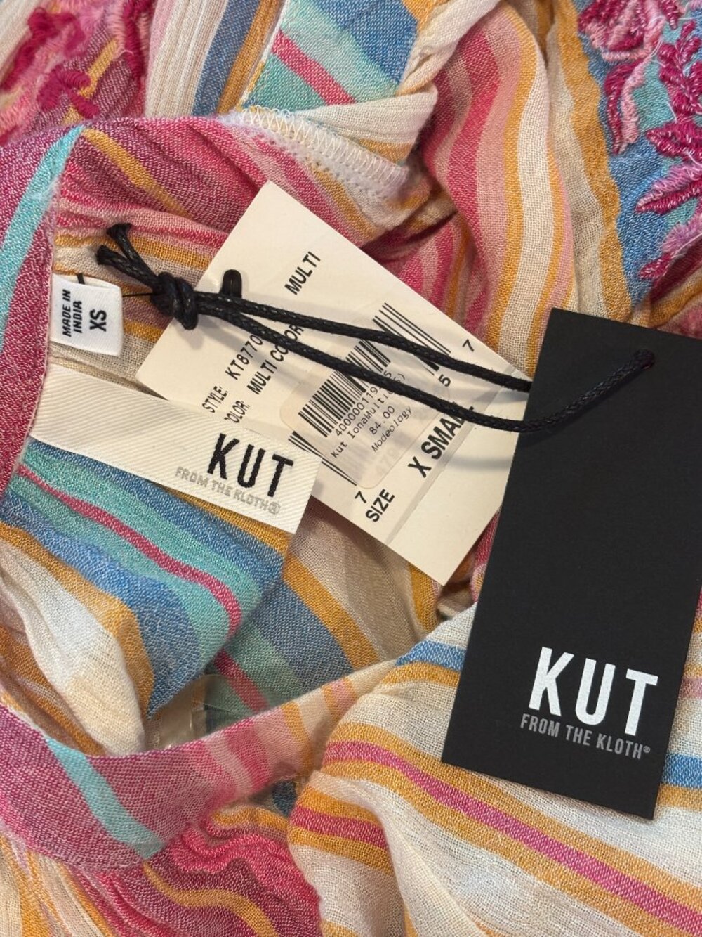 Kut from the Kloth Iona Embroidered Stripe Blouse | Size XS | New with Tags - Picture 4 of 6